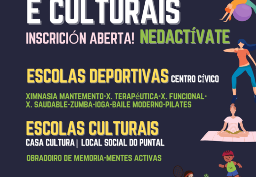 O Concello de Neda abre inscricións en NedActívate, a programación das escolas deportivas e culturais municipais para este curso
